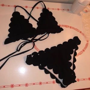 Black Scalloped Bikini Set